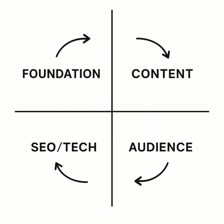 Marketing foundation: Content, audience, SEO/tech cycle.